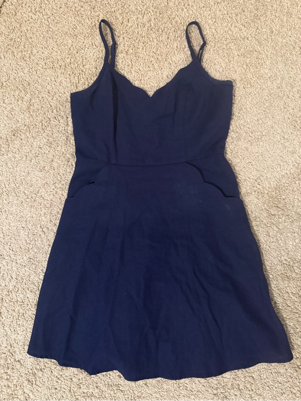 Pixley Navy Scallop-Neck Mini Dress